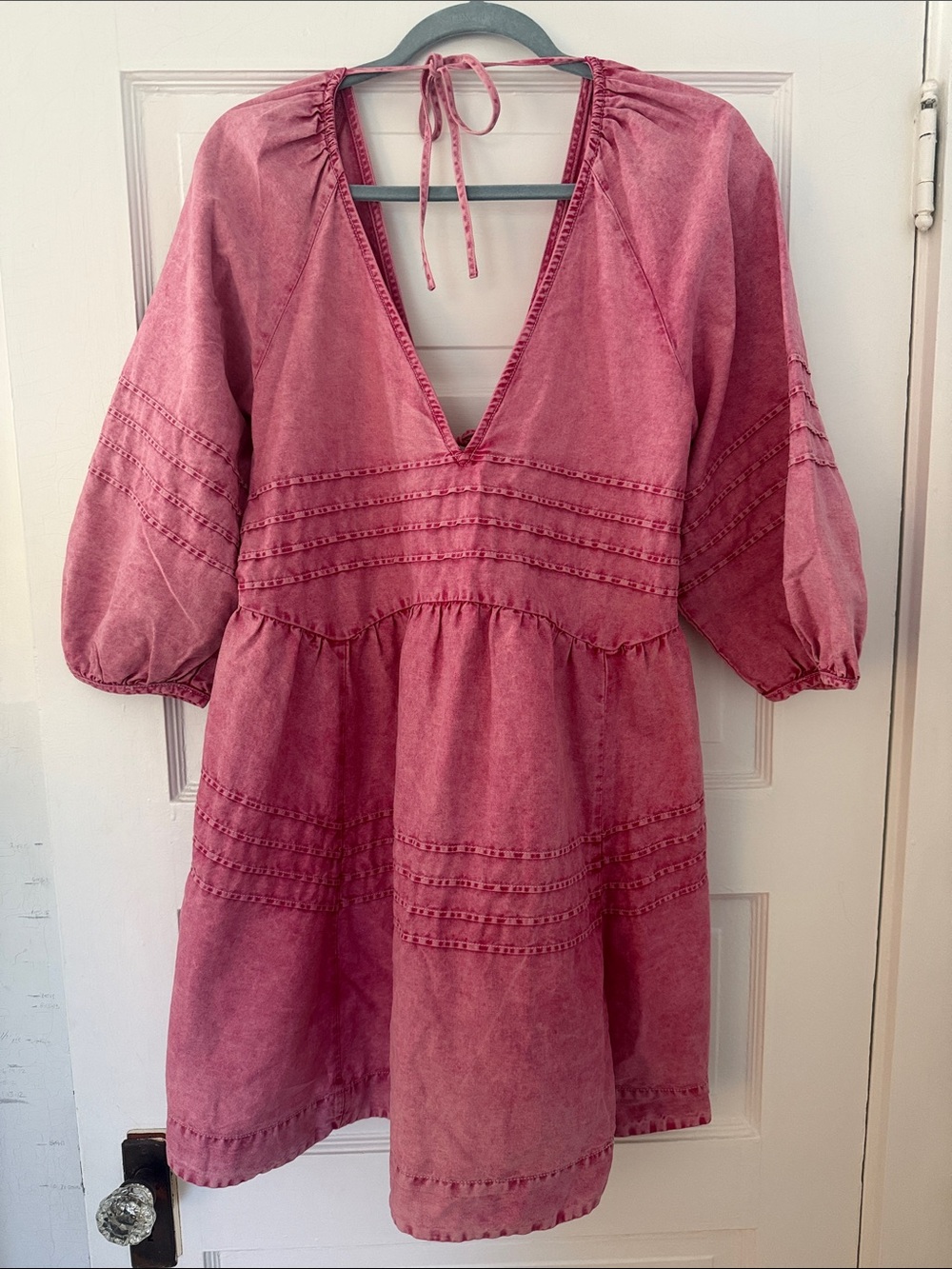Free People Rose Pink V-Neck Peasant Tunic
